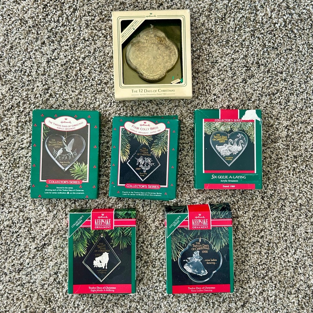 Lot of six Hallmark Acrylic Collector’s Series Ornaments